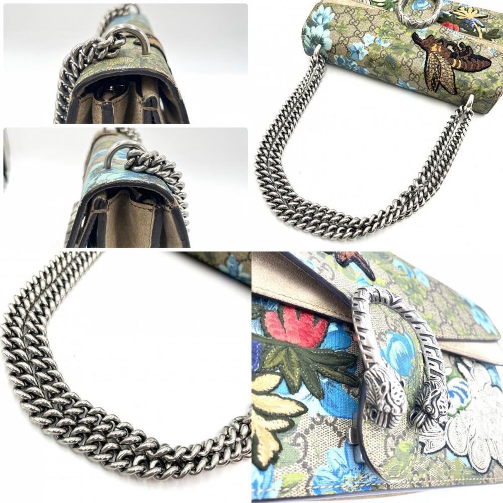 GUCCI Dionysus Shoulder Bag GG Supreme Flower Bee Embroidery Chain Multicolor - Picture 7 of 10